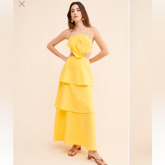 Farm Rio 3D floral Tiered midi dress